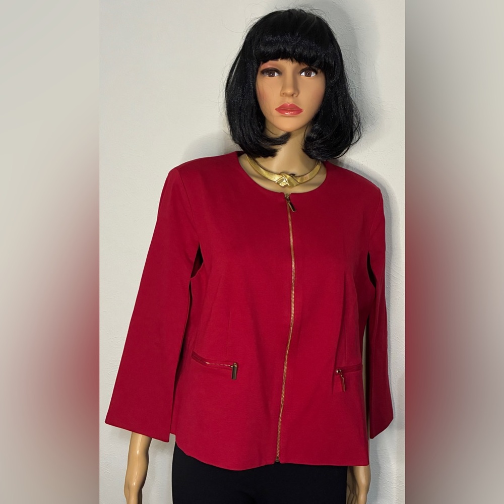 CHICO’s Renaissance Red Ponte Cape Jacket Size 2 $139 NWT Classic Career Evening